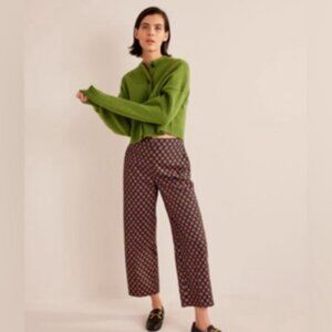 Boden Sunflower Geo Floral Printed Straight Crop Workwear Pants Size 8 Petite